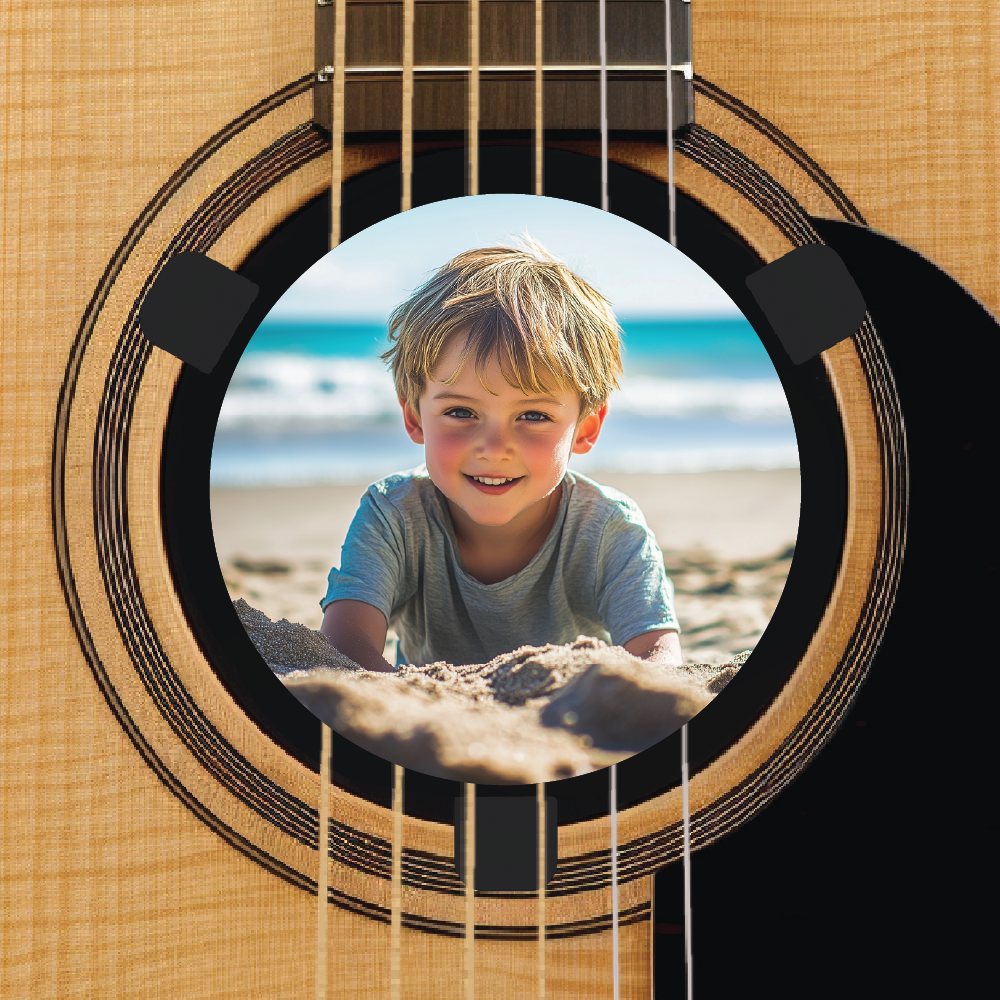 Custom acoustic guitar accessory - upload your own photo - beach boy